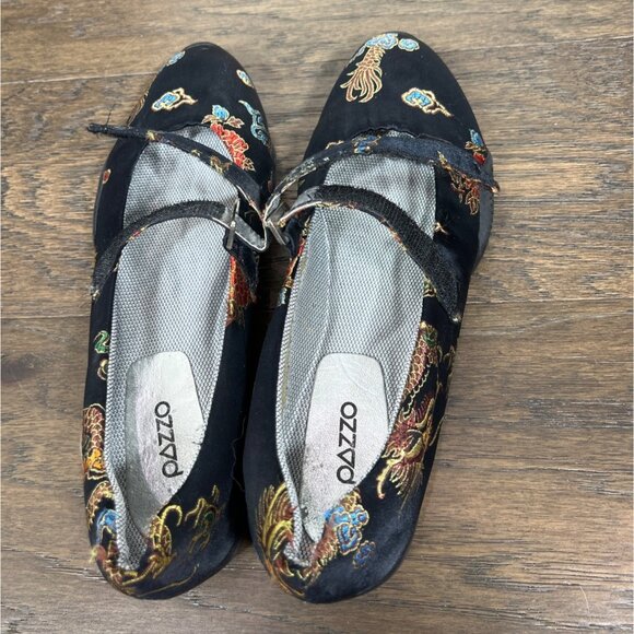 PAZZO Embroidered Mary Jane Flats Black US 8.5 EU 39 EUC - Picture 9 of 9